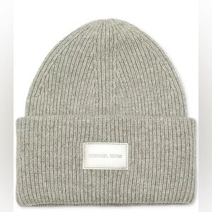 MICHAEL Michael Kors Gray and Silver Fine Rib Cuff Beanie